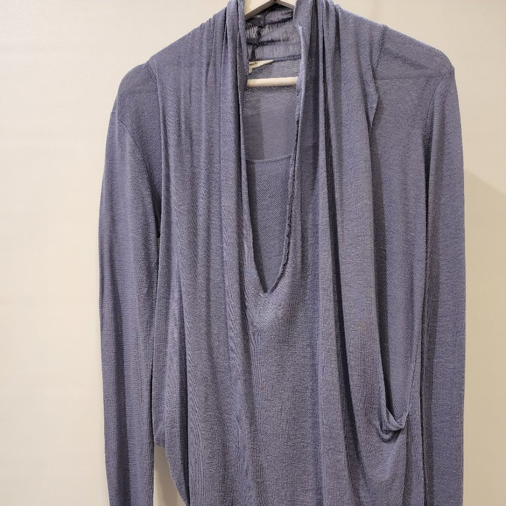 Sandwich Draped Double Front Long Sleeve Shirt